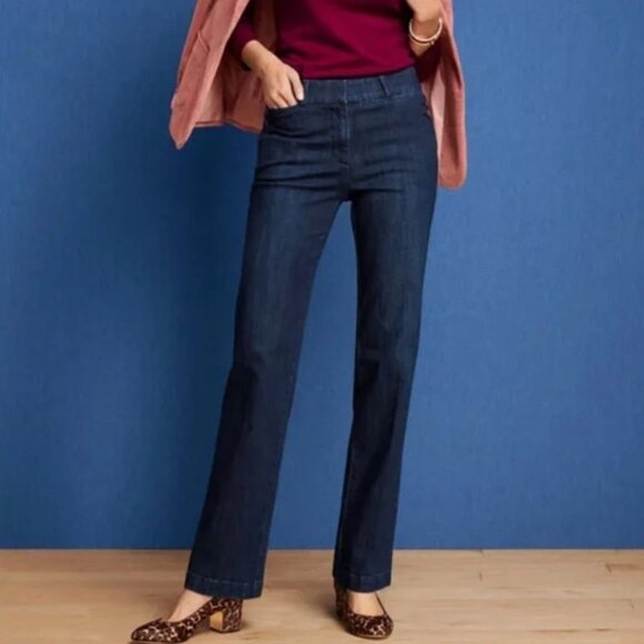 NWT Talbots Petites Straight Leg Denim Trouser in Deep Indigo Blue Size 12 12P - Picture 1 of 6